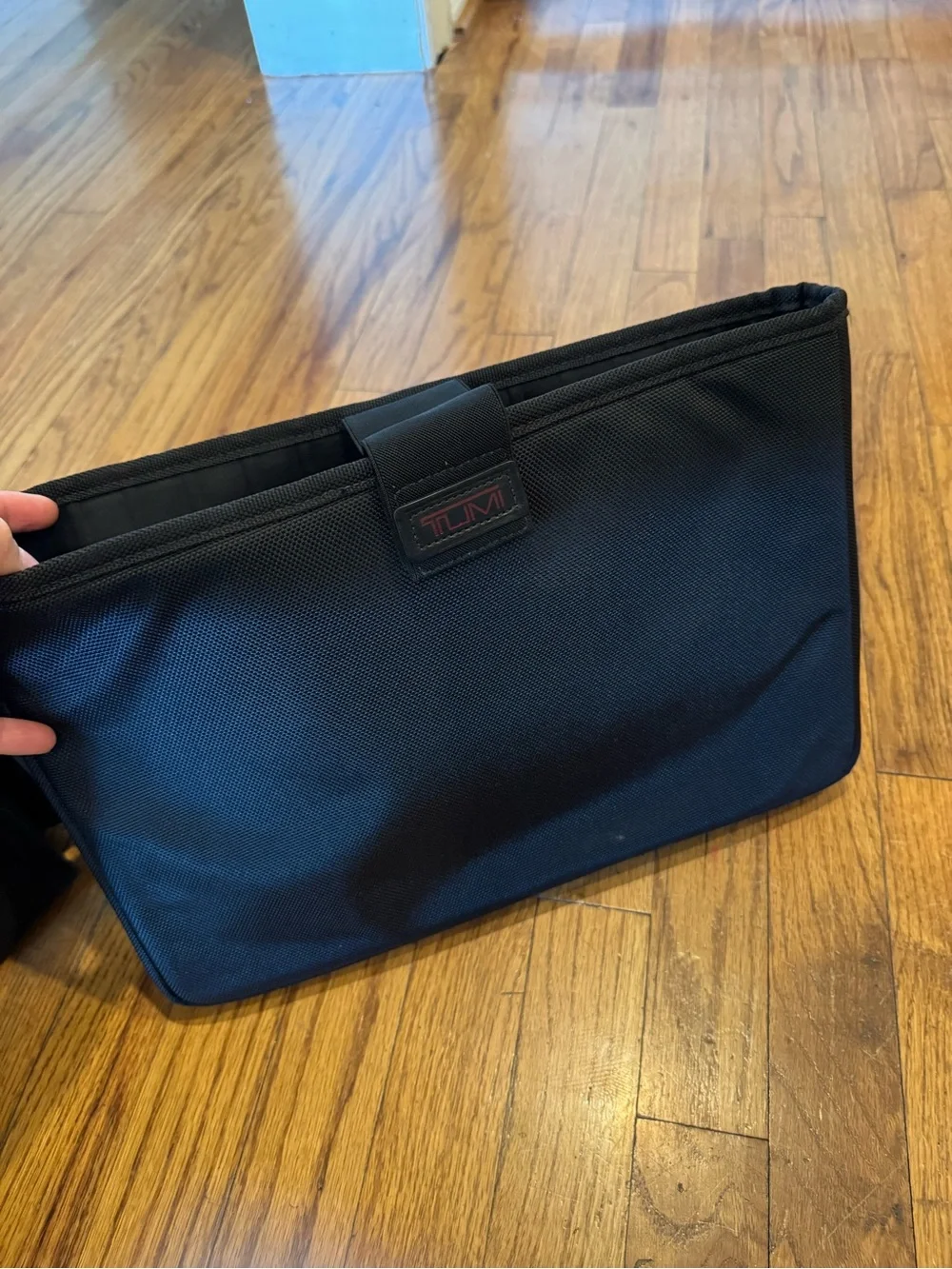 Tumi Black Alpha Nylon Expandable Laptop Briefcase with Front Zip Pockets